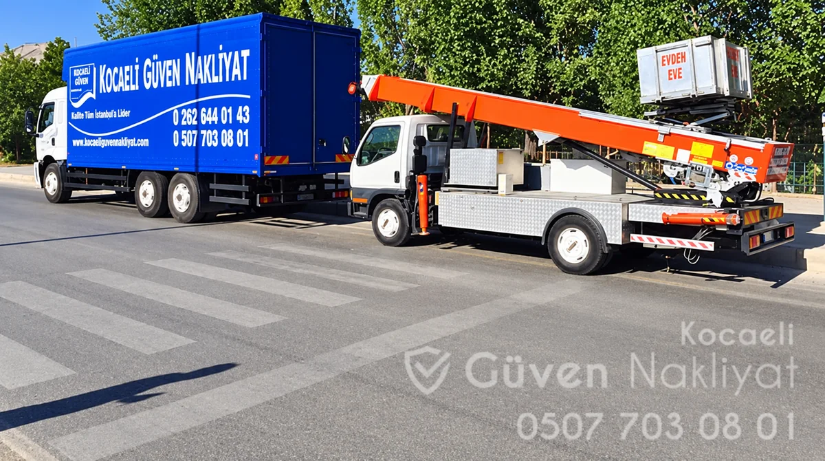 Kocaeli Güven Nakliyat kapalı kasa aracı ve dış cephe taşıma asansörü
